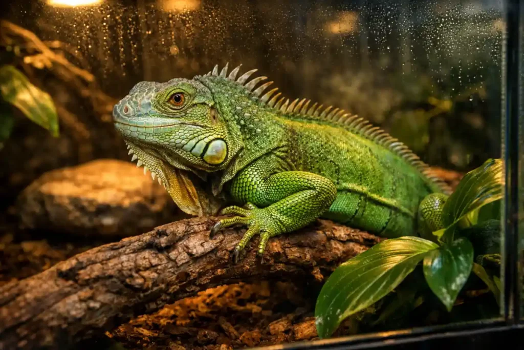 lézard vert dans terrarium : conseils bien-être des reptiles doméstiques